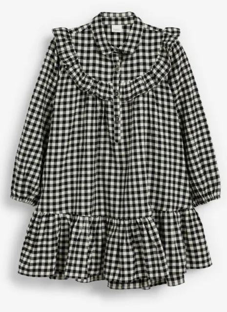 New Next Girl Gingham Frill Details Dress Size  6 Yrs New