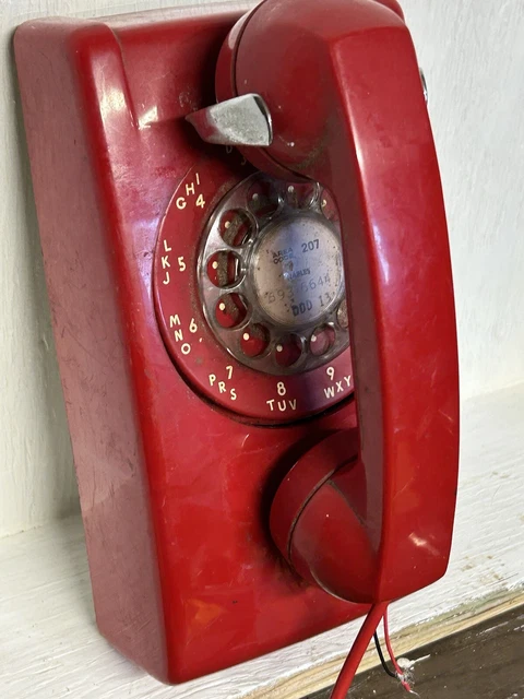 VINTAGE ITT WALL Mount Red Rotary Dial Telephone Hot Rod NEEDS A CORD ...