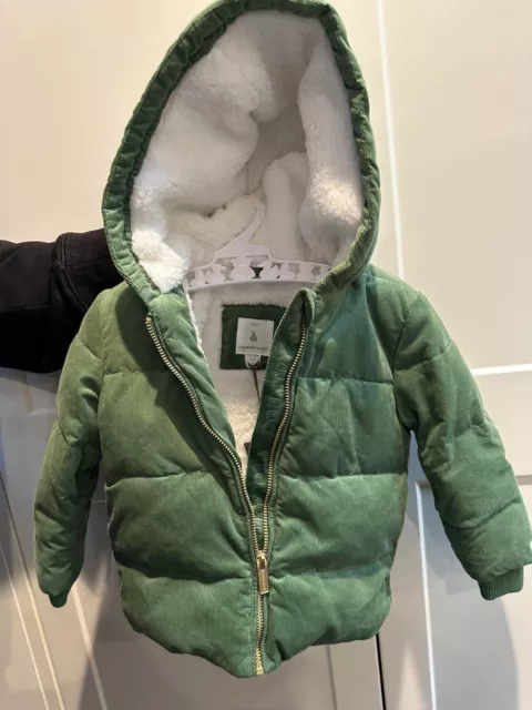 BNWT COUNTRY ROAD CHILDREN'S GREEN CORD WOOL PUFFER JACKET SIZE 18-24m rrp $80