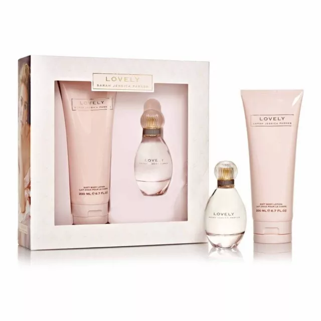 Lovely Jessica Parker 2pc Gift Set 3.4oz Perfume + Body Lotion 6.7oz~damaged box