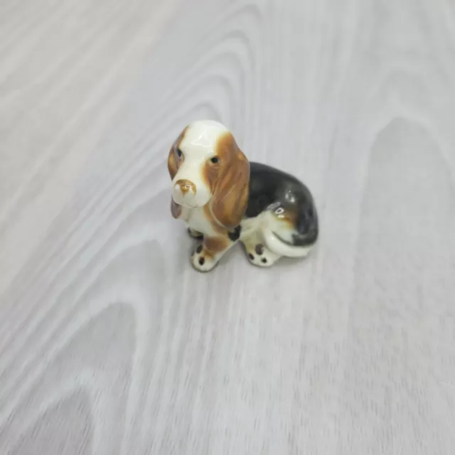 Vintage Bassett Hound Dog Miniature Figurine Sitting
