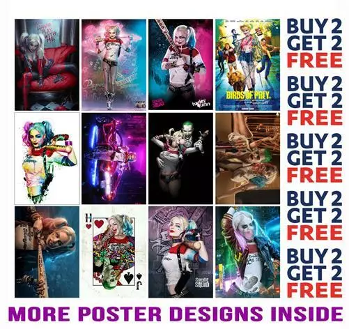 Harley Quinn Joker Poster Art Prints A4 A3 Size - Buy 2 Get Any 2 Free