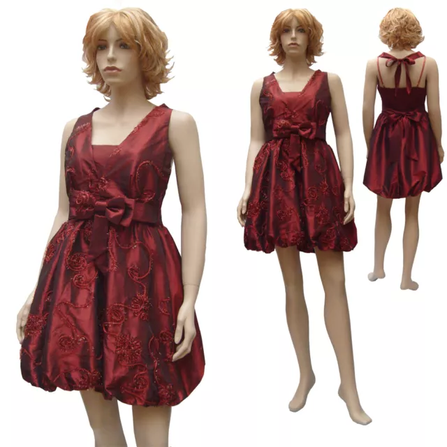 Robe soirée mariage demoiselle d'honneur BOULE TAFFETAS BORDEAUX Taille 38