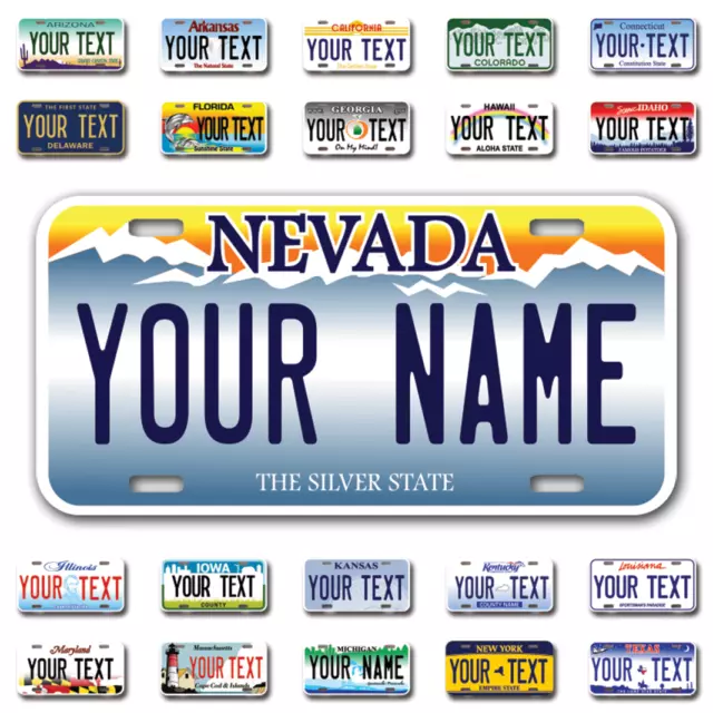 Custom state License Plates with personalized text Car 12x6- Moto 7x4 - Bike 6x3