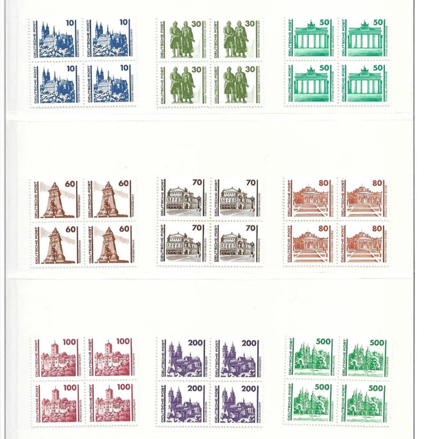 DDR Freimarken Deutsche Post Viererblöcke postfrisch komplett
