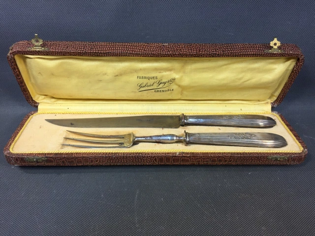 ANCIEN SERVICE A GIGOT, LES MANCHES EN INOXYDABLE LE HAUT EN