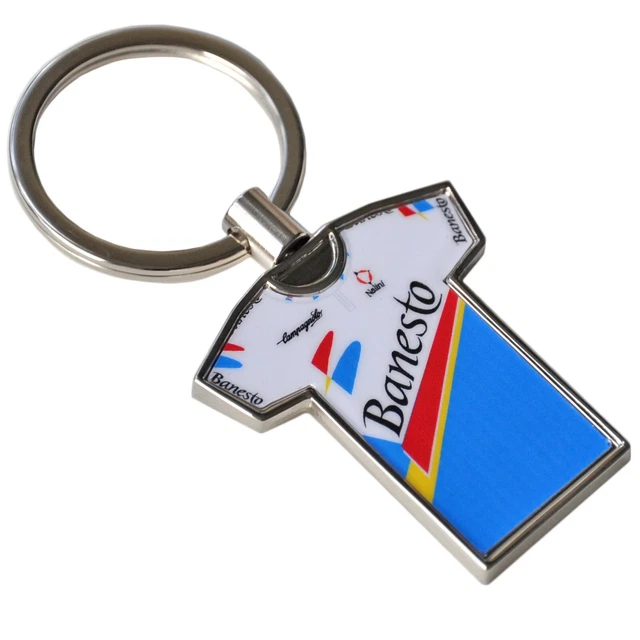Banesto Fahrradtrikot Metall Schlüsselring mit Geschenkbox Miguel Indurain Retro Eroica
