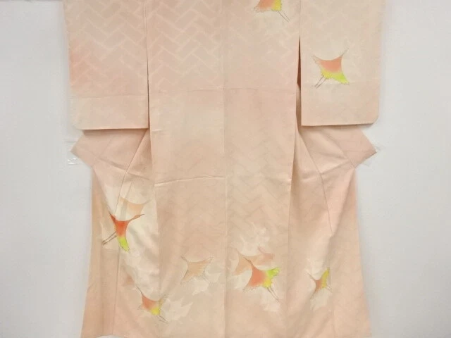 36129# Japanese Kimono / Antique Kimono / Embroidery / Cranes