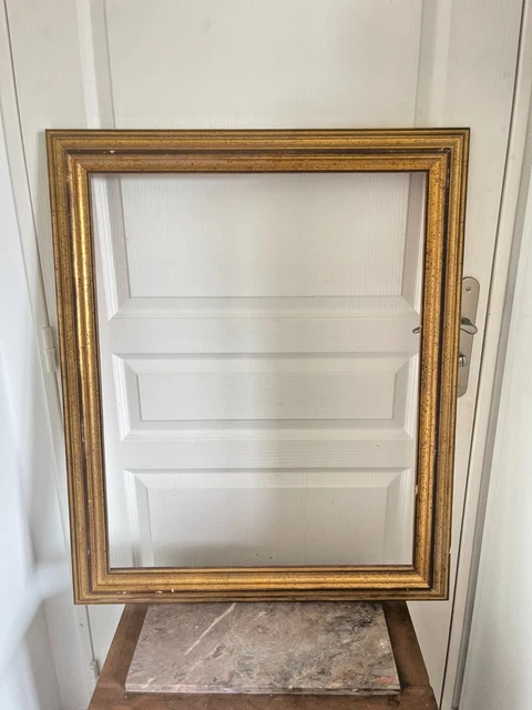 Cadre Bois Doré à La Feuille D'or – 47x34 Cm, Feuillure 35x22 Cm, Très Bel état, Vintage