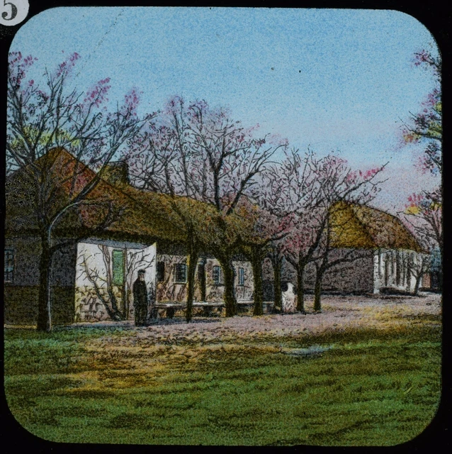 ANTIQUE Magic Lantern Slide MISSION HOUSE C1890 THE LIFE OF DAVID LIVINGSTONE