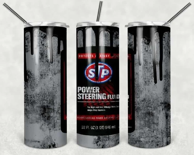 NEW STP POWER STEERING FLUID 20 oz Skinny Tumbler w/Straw FREE