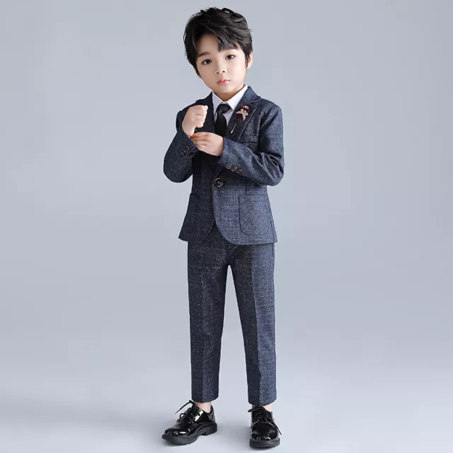 Abiti da ragazzo pezzo ragazzo abito da sposa pagina ragazzo festa ballo blu navy rosso 2-11 anni 4