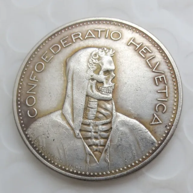 5 Suisse Francs Pièce de Monnaie 1965 Argent Spécial Edition Tête de Mort Hobo