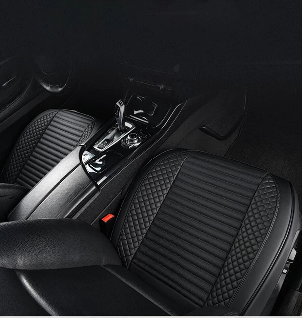 1 Pair Black Car Seat Cover Front Chair Cushion Leather Anti-slip Breathable Pad
