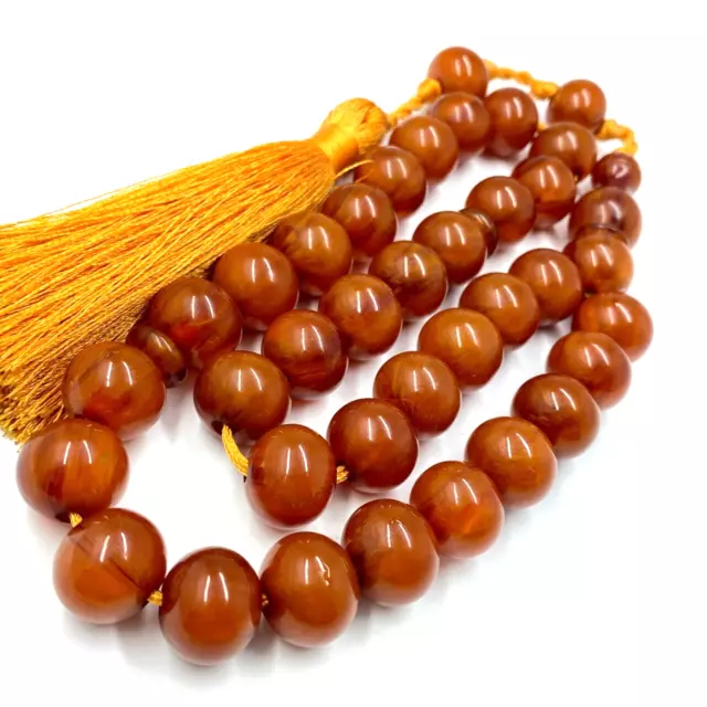 85 gram Amber Bakelite Rosary 33, Muslim Prayer Beads, Tasbih, Rosary, فاتوران
