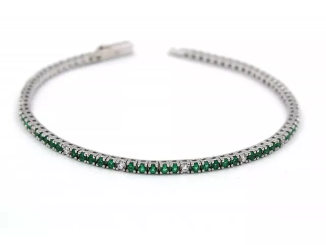 Tennis Bracciale Gioielli Verde e Bianco Zirconi Argento 925 Pietre Uomo-Donna