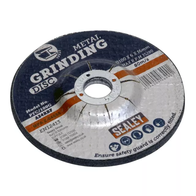 Sealey PTC/100G Grinding Disc Ø100 x 6mm 16mm Bore