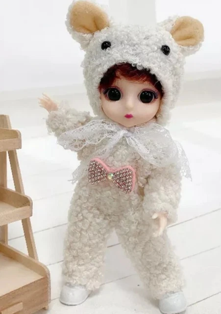 New 13 Movable Jointed Princess Dolls with clothes, Mini 16cm 1/12 BJD 3D eyes