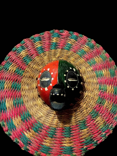 Guro African Tribal Face Mask Wood Hand Carved Vintage Wall Hanging 3962