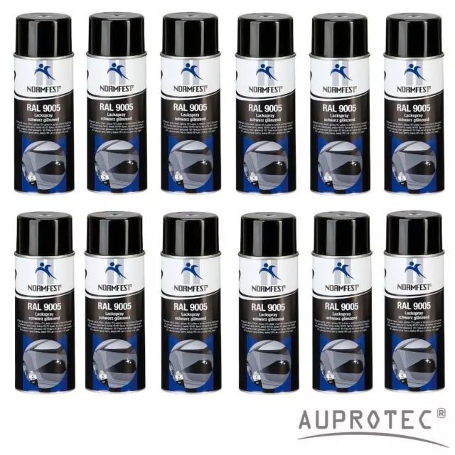 Pintura Spray Ral 9005 Negro Brillante Barniz Coche Laca 12x 400ml