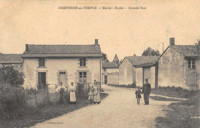 CPA 51 DAMPIERRE AU TEMPLE MAIRIE ECOLES GRANDE RUE (cpa rare
