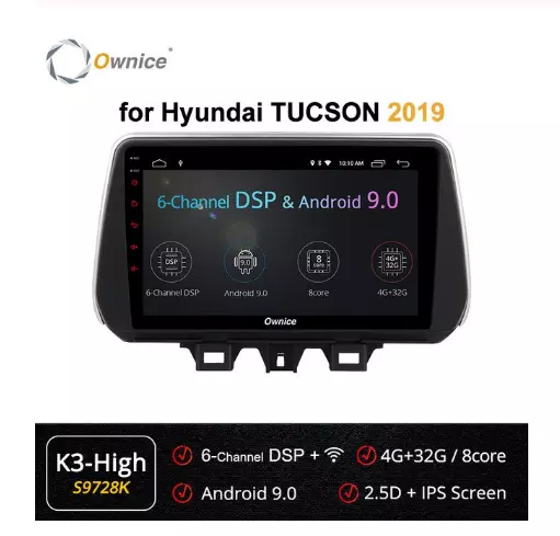 Autoradio Navigation GPS Hyundai Tucson 2019 Android 9 4GB+32GB Wi-Fi Dsp 8core