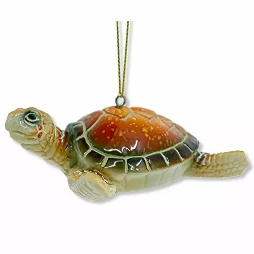 Sea Turtle Christmas Tree Ornament Brown Marine Life Nautical Ocean Animal