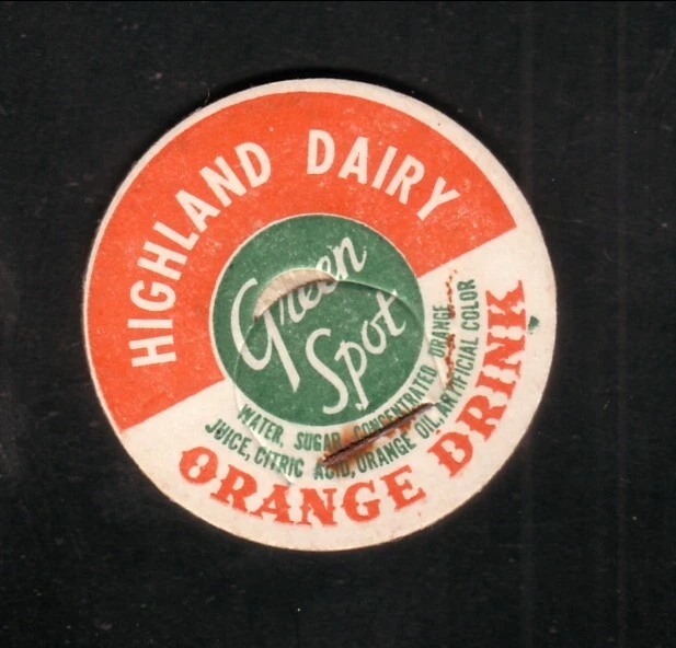 Highland Dairy--Green Spot Orange Drink Bottle Cap--Athol, Massachusetts