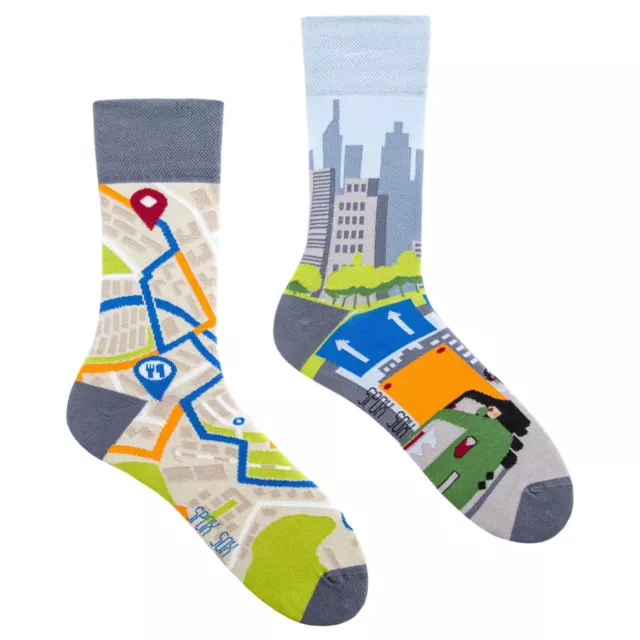 SPOX SOX - Mens & Ladies Mismatched Novelty Odd Socks - Big City Life