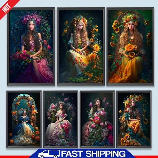Paint By Numbers Kit DIY Flower Girl Oil Art Picture Craft Home Wall Decoration