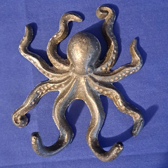 Cast Iron OOCTOPUS WALL HOOK Nautical Sea Fish Double Metal Coat Towel Hanger