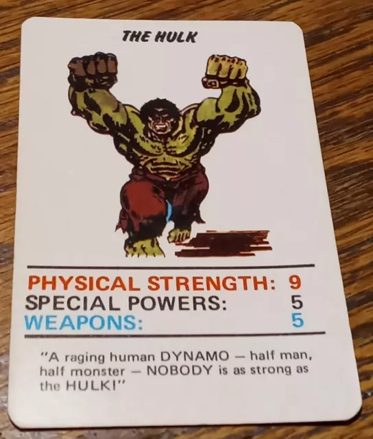 1977 Marvel Comics Superheroes Hulk Top Trumps Card Game Rare Nice Bronze Age