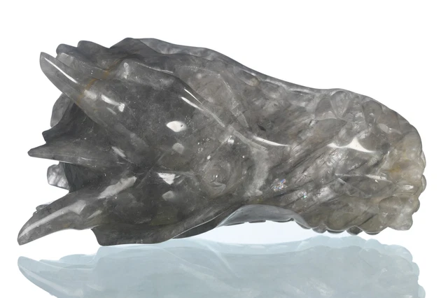 Coleccionables metafísicos tallados de dragón de cristal de cuarzo gris natural de 4,13
