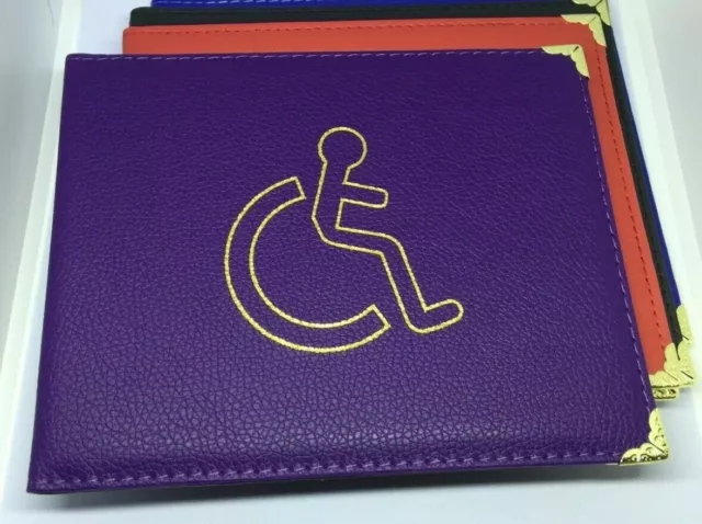 Disabled Purple Badge Holder Cover Protector PU Leather Safe  Parking Permit