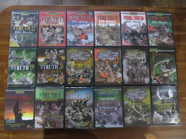 18 PRIMOS THE TRUTH HUNTING DVD LOT; BIG BUCKS. DEER. ELK. TURKEY. DUCKS. Sports