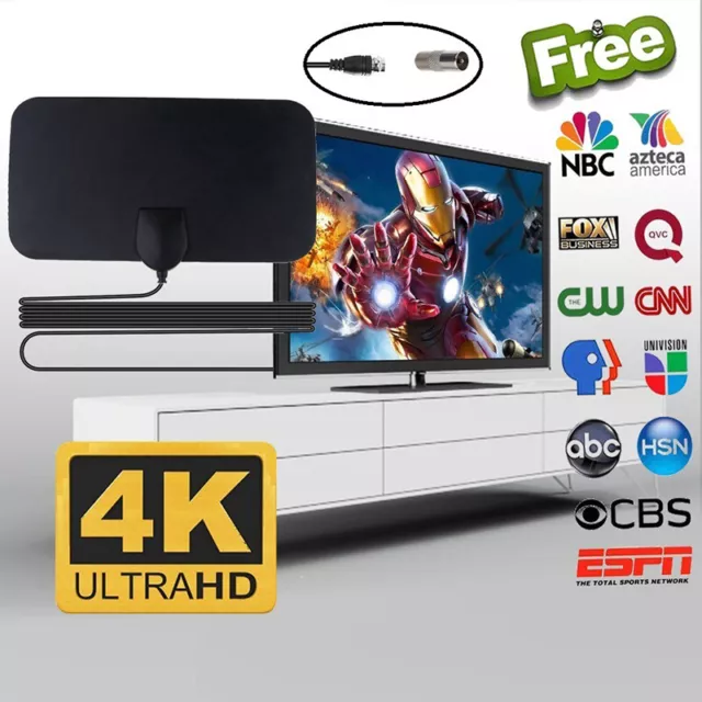 4K 25DB High Gain HD TV DTV Box Digital TV Antenna 50 Miles Booster Indoor;c;