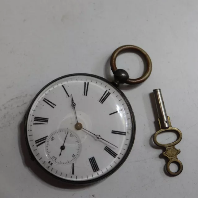 Historische Schlüssel Taschenuhr 800 Silber, 42 mm         35/1