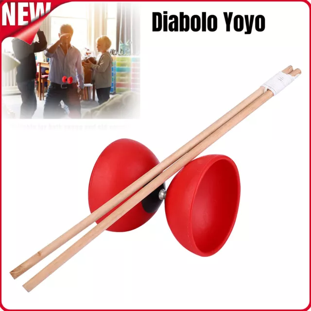 Triple Bearings Diabolo Set Chinese Yoyo With Diablolo Sticks and String (Red)