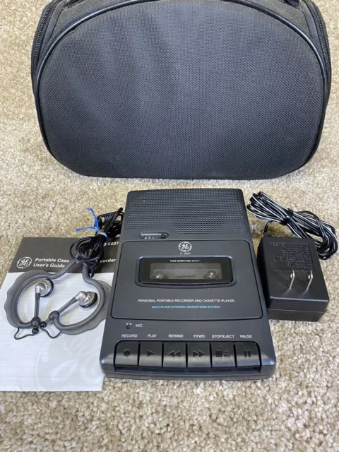 General Electric GE 3-5027A Portable Cassette Tape Player Voice Recorder DC Adap