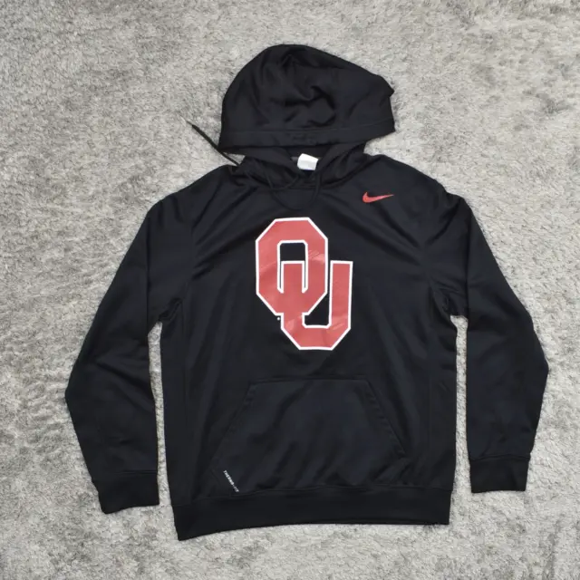 Nike Men's Size M Pullover Sweater Hoodie Jacket Therma Fit Oklahoma Sooners Cot