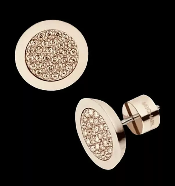 Nwt Michael Kors Brilliance Rose Gold-Tone Pave Earrings Mkjx2743791 Msrp $75.00 2