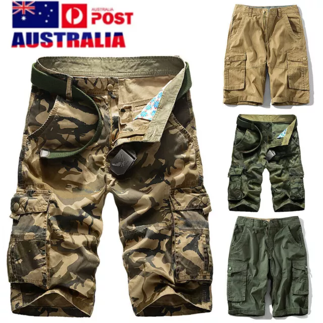 Mens Combat Shorts Casual Army Camouflage Shorts Cargo Camo Work Half Pants