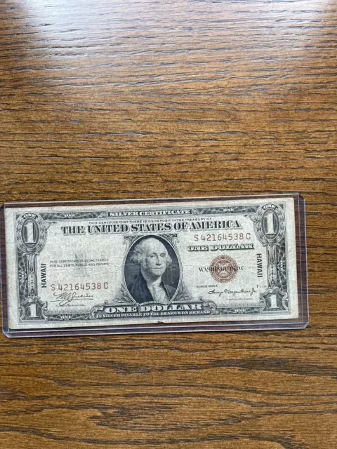 1935 A US Silver Certificate $1 One Dollar Note HAWAII Brown Seal