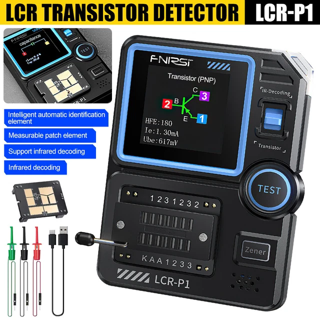 FNIRSI LCR-P1 Transistor Tester Diode Triode Capacimeter Resistance LCR ESR Meter MOSFET NPN PNP SMD Multifunction Tester