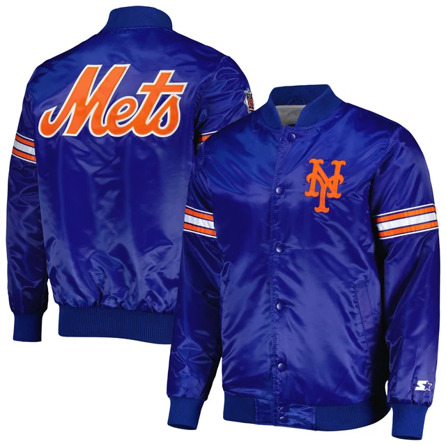 Men's Starter Royal New York Mets Pick & Roll Satin Varsity Full-Snap Jacket