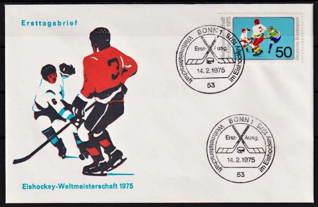 Eishockey. WM-1975, München und Düsseldorf. FDC(4). BRD 1975