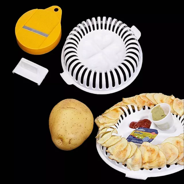 MICROWAVE OVEN FAT Potato Chips Maker Fruit Potato Crisp Chip Slicer ...