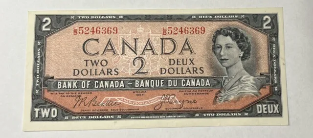 Canada Two Dollars Canadian $2 Paper Money 1954 #76A Uncirculated