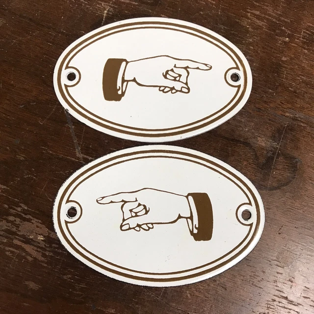 VTG Dodo Oval Enamel Signs Hand Pointing England