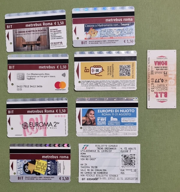 lotto 9 diversi Biglietti Autobus / Metro da collezione ROMA